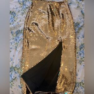 & Other Stories Gold Sequin Skirt